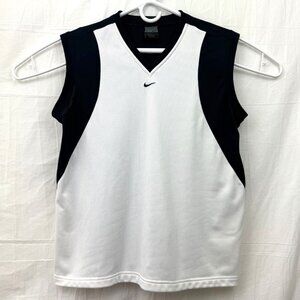 Nike Dri-Fit Sleeveless Workout Mesh Tee Women L White Black